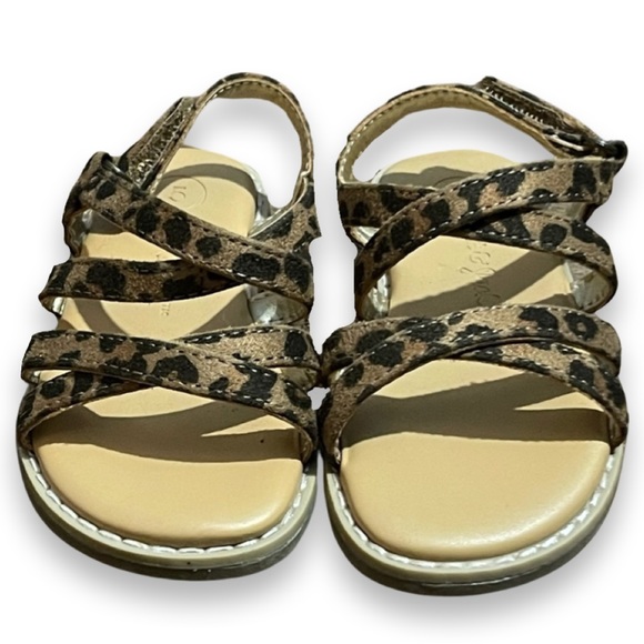 nwot CAT & JACK || Crisscross Sandals | Black Tan Leopard || Toddler size 5 - Picture 1 of 7